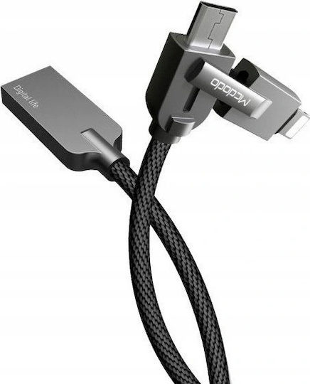 Mcdodo Braided Cablu USB la Lightning / micro USB cu mai multe porturi Negru 1.2m (CA-3911)