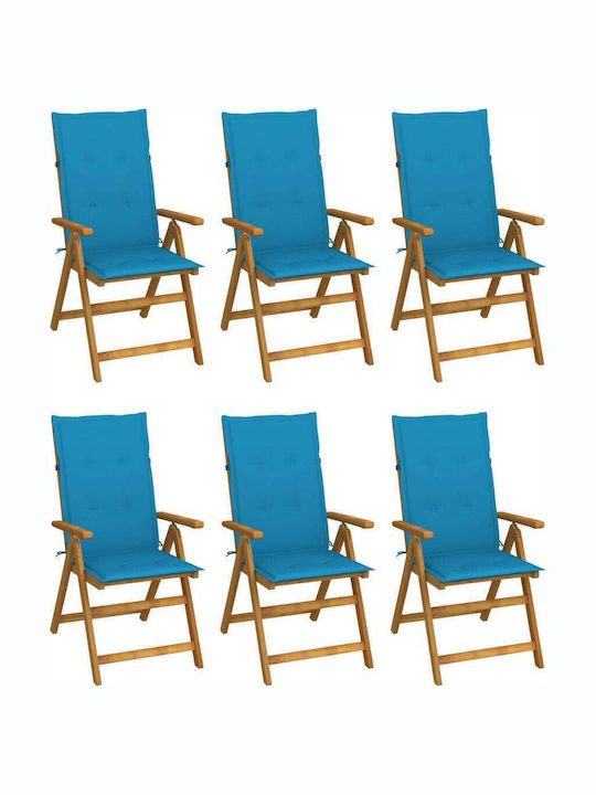 Outdoor-Stuhl Hölzernes Acacia / Blue Pillow mi...