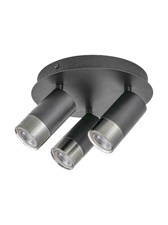 Rabalux Zircon Triple Spot with Socket GU10 in Black Color