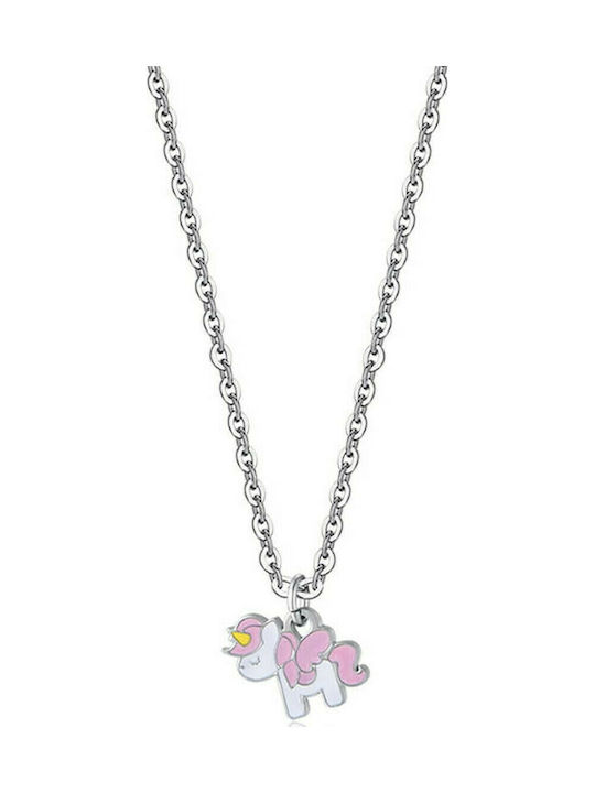 Luca Barra JC109 Детска гривна Единорог от Стомана с верига Pink JC109