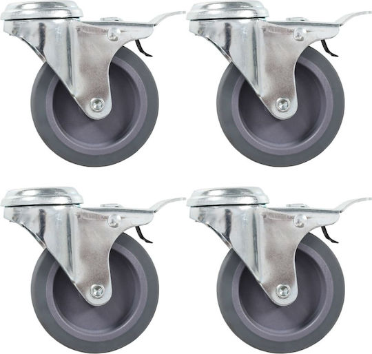 vidaXL 143425 Rotating Wheels from Rubber with Brake 4 Pieces 75mm