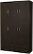 3 Drei Türen Schrank mit 2 Schubladen Wenge 110x50x240cm