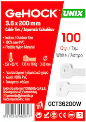 GeHock Пластмасови Кабелни Аксесоари 200mmx3.6mm в Бял Цвят 100 бр 036200 GeHock Пластмасови Кабелни Аксесоари 200mmx3.6mm в Бял Цвят 100 бр 036200