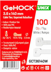 GeHock Пластмасови Кабелни Аксесоари 140mmx3.6mm в Бял Цвят 100 бр 036140 GeHock Пластмасови Кабелни Аксесоари 140mmx3.6mm в Бял Цвят 100 бр 036140