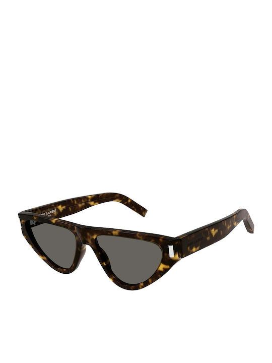 Ysl Women's Sunglasses with Brown Tartaruga Plastic Frame and Gray Lens SL 468 002