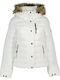 Superdry Classic Kurz Damen Puffer Jacke mit pelziger Kapuze für Winter Weiß
