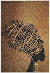 Inart Γυναικεία Φιγούρα Καφέ - Χρυσός Πίνακας σε Καμβά 70x