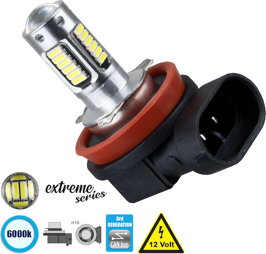 GloboStar Lampen Auto 3rd Generation Extreme Series H16 Canbus LED 6000K Kaltes Weiß 12V 6W 1Stück