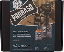 Proraso Σετ Περιποίησης για Γένια Azur Lime με Λάδι 30ml & Shampoo 200ml