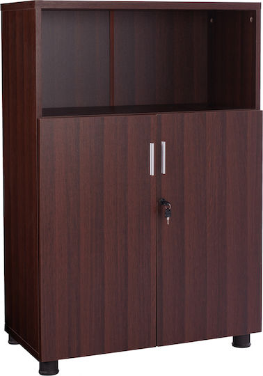 Office Storage Chipboard Cabinet with Lock Wenge L80xW38xH118.5cm