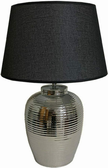 Art et Lumiere Keramik Tischlampe mit Schwarz Schirm und Silber Fuß
