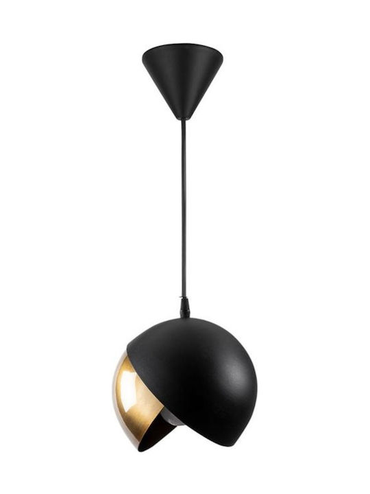 Fylliana Μοντέρνο Κρεμαστό Φωτιστικό Μονόφωτο Καμπάνα με Ντουί E27 σε Μαύρο Χρώμα