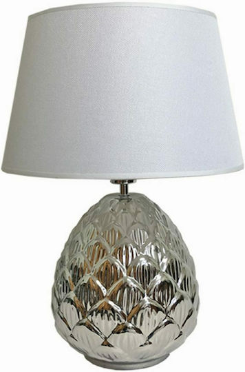 Art et Lumiere Keramik Tischlampe mit Weiß Schirm und Silber Fuß