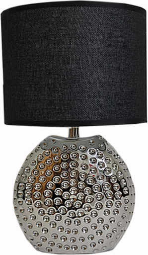 Art et Lumiere Ceramică Lampă de masă cu Abajur Negru și Bază Argintiu