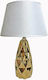 Art et Lumiere Keramik Tischlampe mit Weiß Schirm und Gold Basis