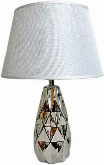 Art et Lumiere Keramik Tischlampe mit Weiß Schirm und Silber Basis