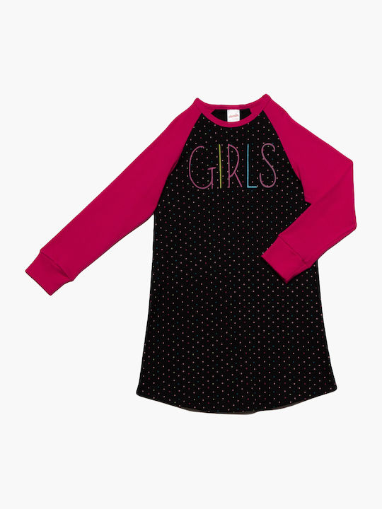 Minerva Kids' Nightgown Winter Black Dots