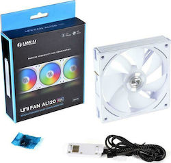 Lian Li UNI Fan AL Gehäuselüfter 120mm mit RGB Beleuchtung und Verbindung 4-Pin PWM 1Stück Weiß