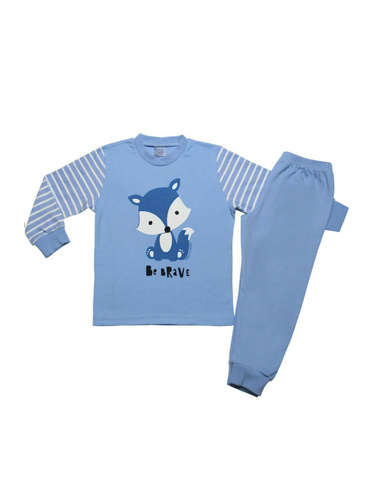 Pretty Baby Set Top & Bottom Kids Winter Cotton Pyjamas Light Blue