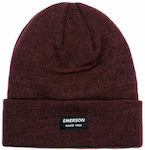 Emerson Beanie Unisex Σκούφος με Rib Πλέξη Wine