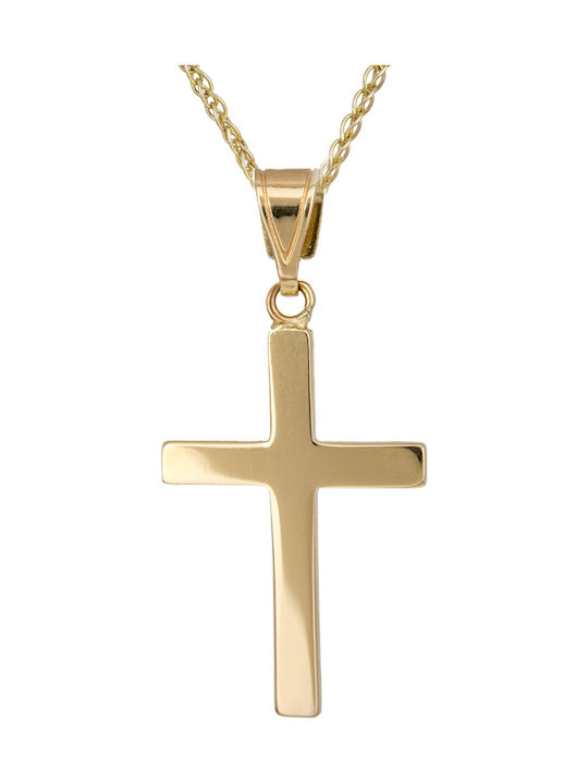 Herren Gold Kreuz 14K mit Kette