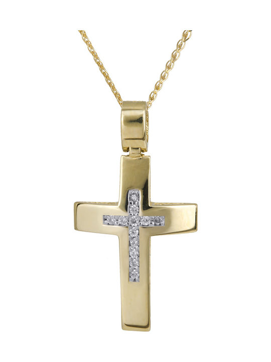 Damen Gold Kreuz 14K mit Kette