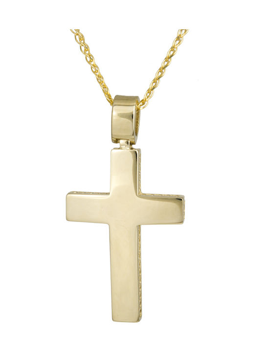 Herren Gold Kreuz 14K mit Kette