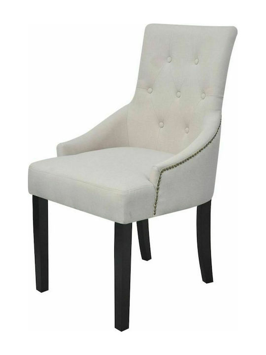 Dining Room Fabric Chair Cream / Grey 52x63x94cm 4pcs