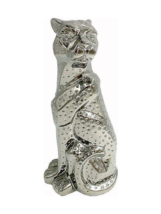 Art et Lumiere Dekorativ Feline aus Keramik Τίγρης in Silver 13.5x11.5x30.5cm 1Stück