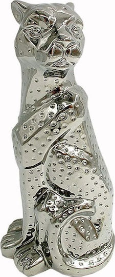 Art et Lumiere Decorative Feline made of Ceramic Tiger in Silver 13.5x11.5x30.5cm 1pcs