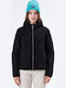 Women's Short Puffer Jacket Waterproof and Windproof for Winter with Hood Black