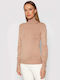 Guess Damen Langarm Pullover Rollkragen Beige