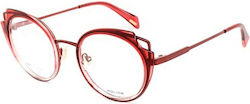 Police Eyeglass Frame Cat Eye Red VPLA030 8E6