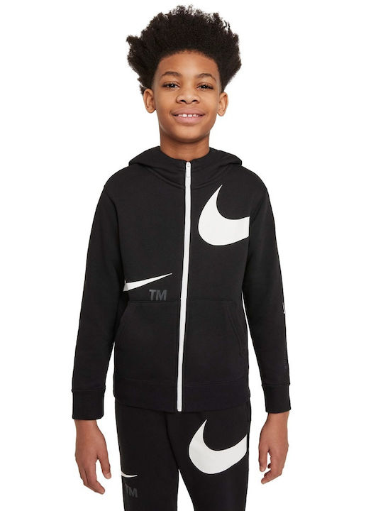 Nike Αθλητική Παιδική Ζακέτα Φούτερ με Κουκούλα Μαύρη