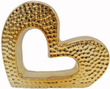 Art et Lumiere Decorative Heart made of Ceramic Material Gold 20x4.5x16.5cm 1pcs