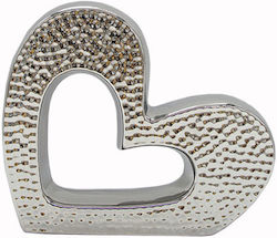 Art et Lumiere Διακοσμητική Καρδιά Καρδιά από Κεραμικό Υλικό Ασημί 25.5x5.5x21cm
