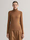 Gant Winter Women's Blouse Turtleneck Long Sleeve Brown