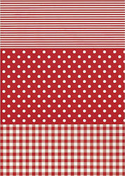Decopatch Red Polka Dot/Striped/Checkered Papers Decoupage Red 3pcs
