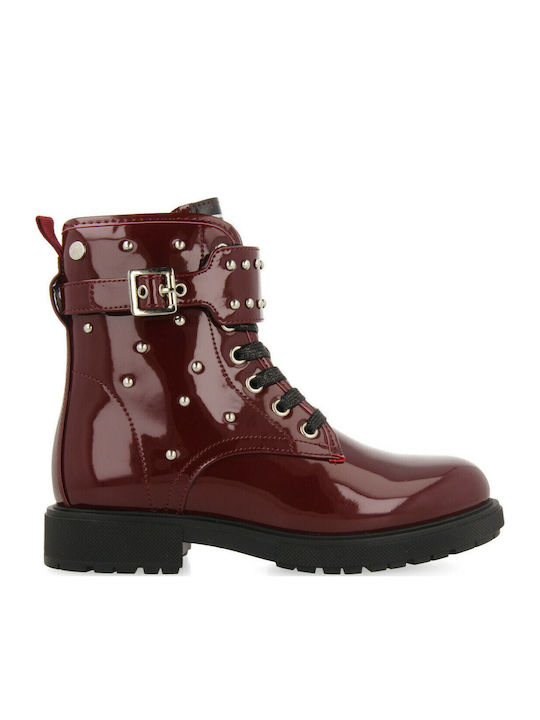 64002 Kids Boots from Patent Leather with Zipper Burgundy