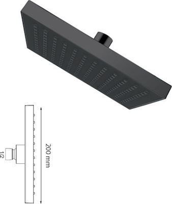 Viospiral Square Showerhead Black 20x20cm 00-3105B