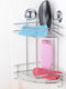 Tekno-Tel 455.DM253 Γωνιακή Επιτοίχια Ραφιέρα Μπάνιου Inox με 2 Ράφια και Βεντούζες 29.5x21x40cm