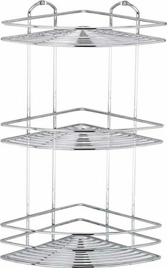 Tekno-Tel 455.BK023/ST Γωνιακή Επιτοίχια Ραφιέρα Μπάνιου Inox με 3 Ράφια 27x19x46cm Ασημί