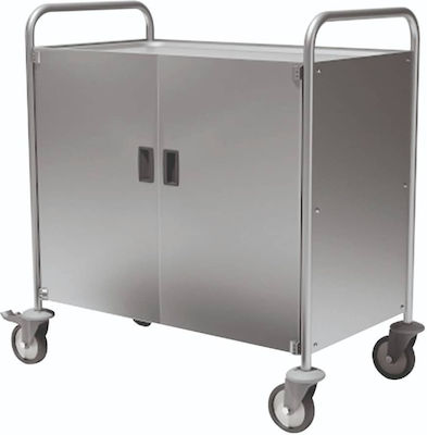 Trolley closed with 3 shelves and doors 86x54cm/94cm inox-GTSA