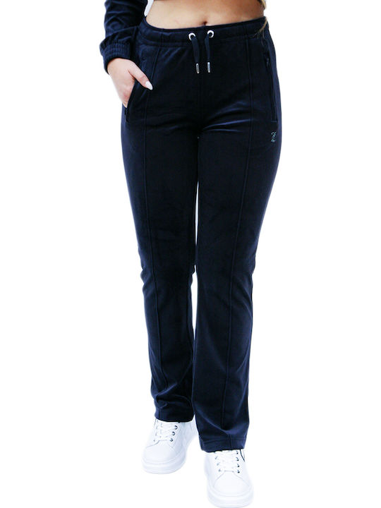 Diamante Tina Sweatpants Velvet Navy Blue