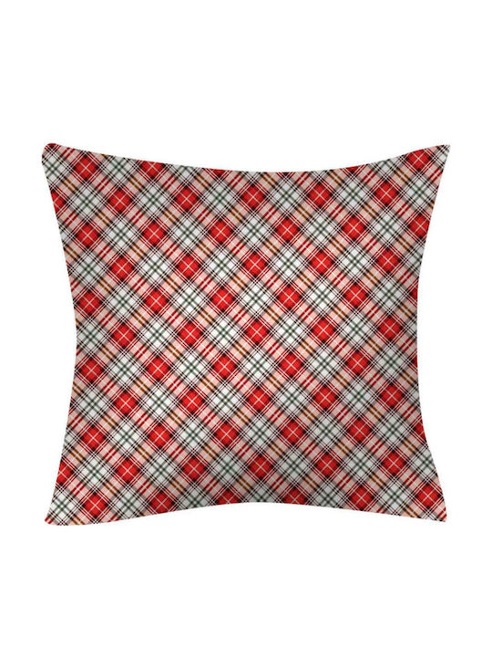 Borea Weihnachtsdekorativer Kissenbezug Quadratisch Tartan Rot 45x45Stück