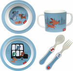 Sigikid Feeding Set Σκυλάκια made of Melamine Blue 5pcs for 6+ months