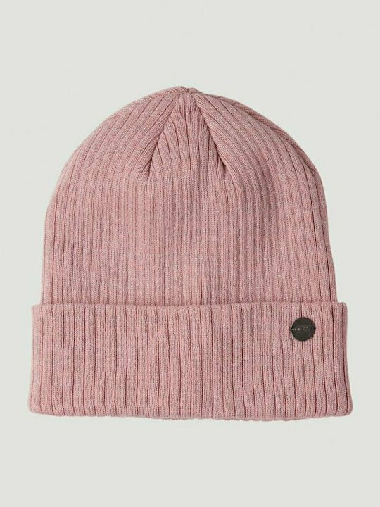 Beanie Γυναικείος Σκούφος με Rib Πλέξη σε Ροζ χρώμα