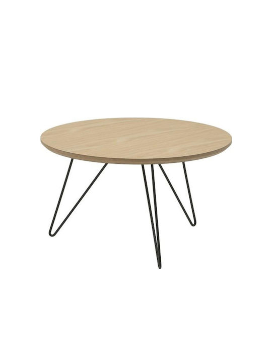 Round Wooden Side Table Natural L60xW60xH35cm