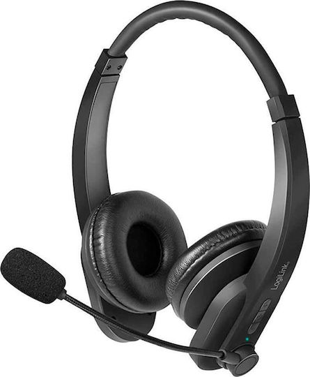 LogiLink BT0060 Drahtlos Auf dem Ohr Multimedia-Headsets mit Mikrofon und Verbindung Bluetooth in Schwarz Farbe