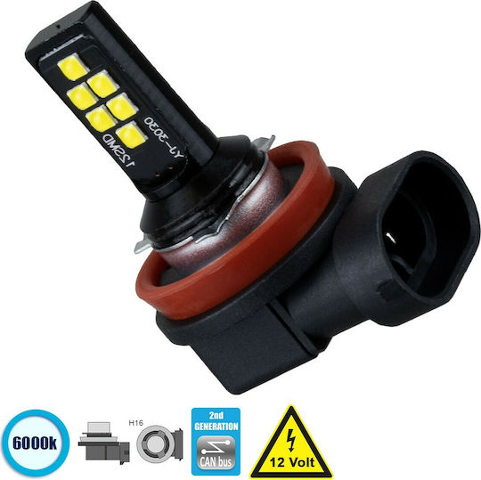 GloboStar Car Lamp H16 Canbus LED 6000K Cold White 12V 8W